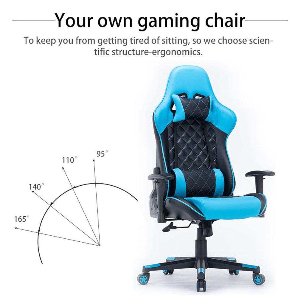 Black Gaming Chair Ergonomic Racing chair with Armrest Footrest