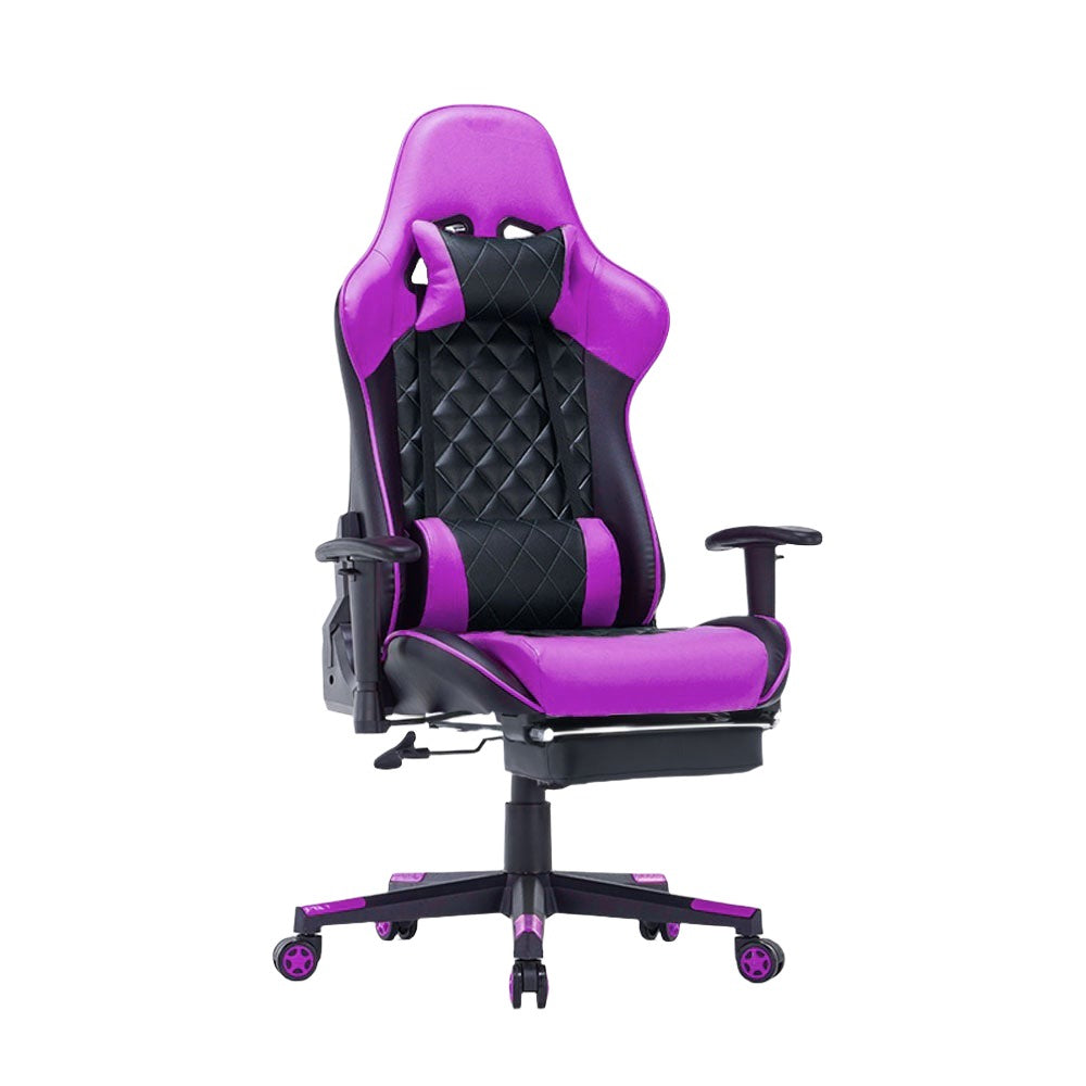 Purple Gaming Chair Ergonomic Racing chair with Armrest Footrest