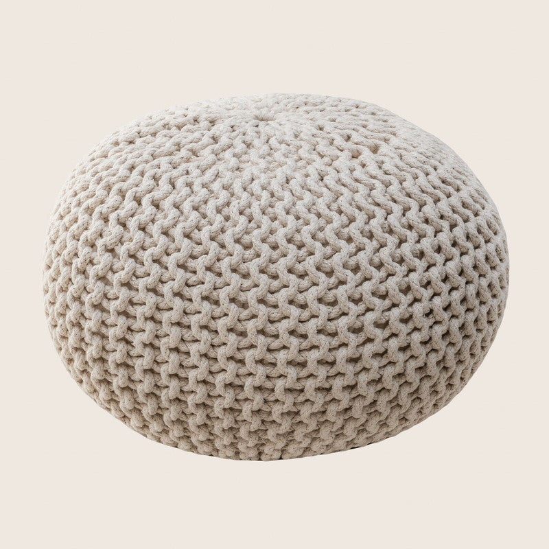 Braided Natural Ottoman Pouffe Footstool Hand Knitted