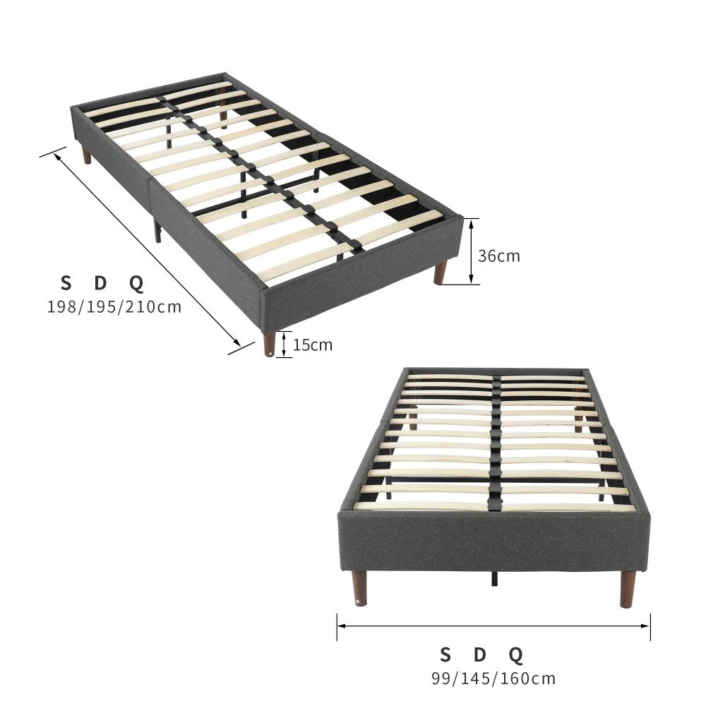 Double Bed Frame Mattress Foundation in Dark Grey