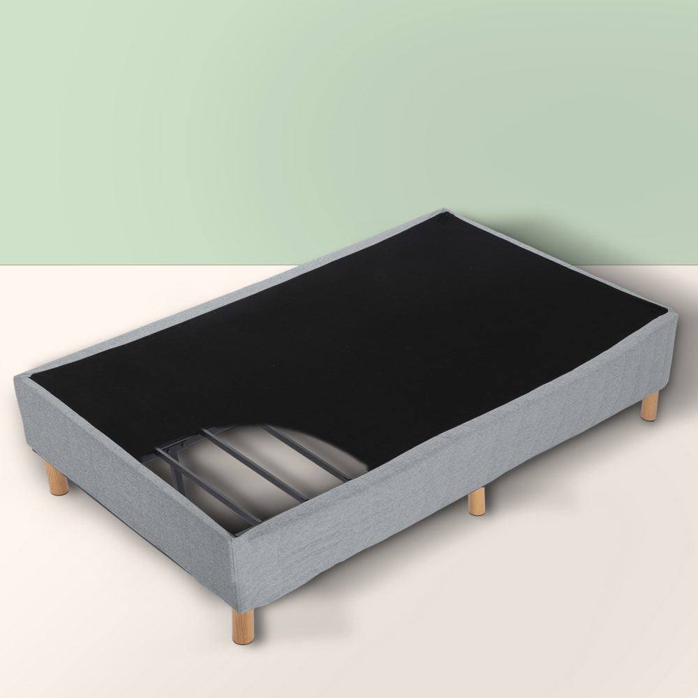 Double Metal Bedframe Mattress Foundation Light Grey