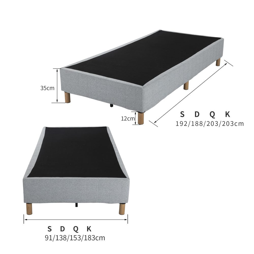 Double Metal Bedframe Mattress Foundation Light Grey