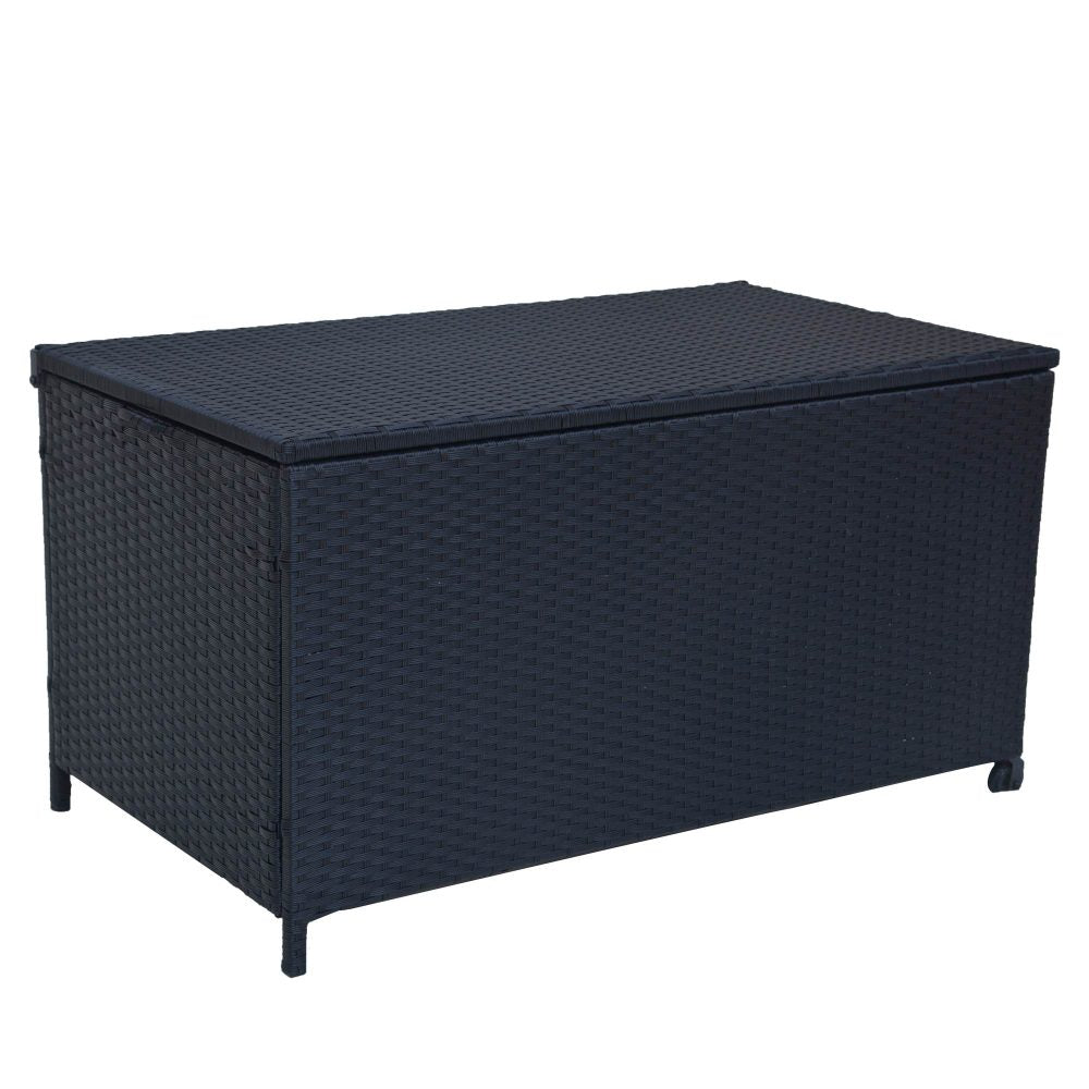 Outdoor PE Black Wicker 320L Storage Box Garden