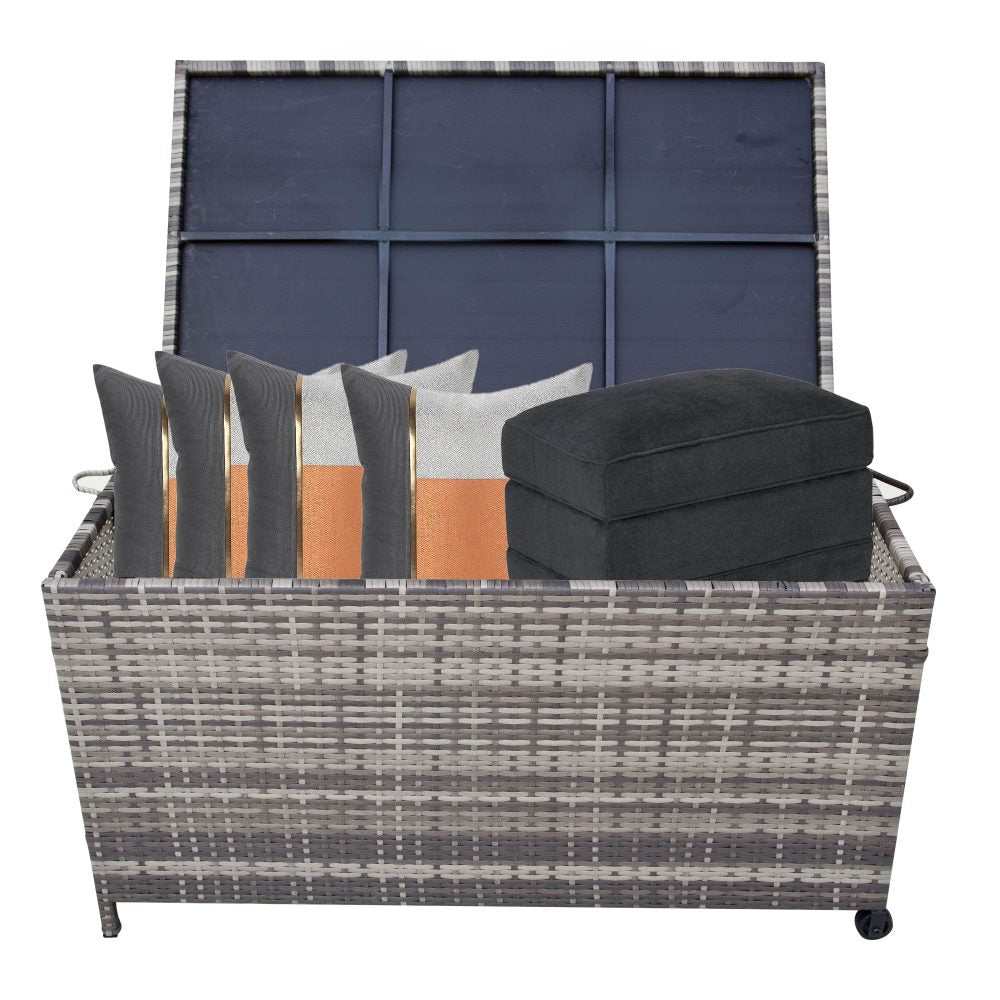 Outdoor PE Grey Wicker 320L Storage Box Garden 