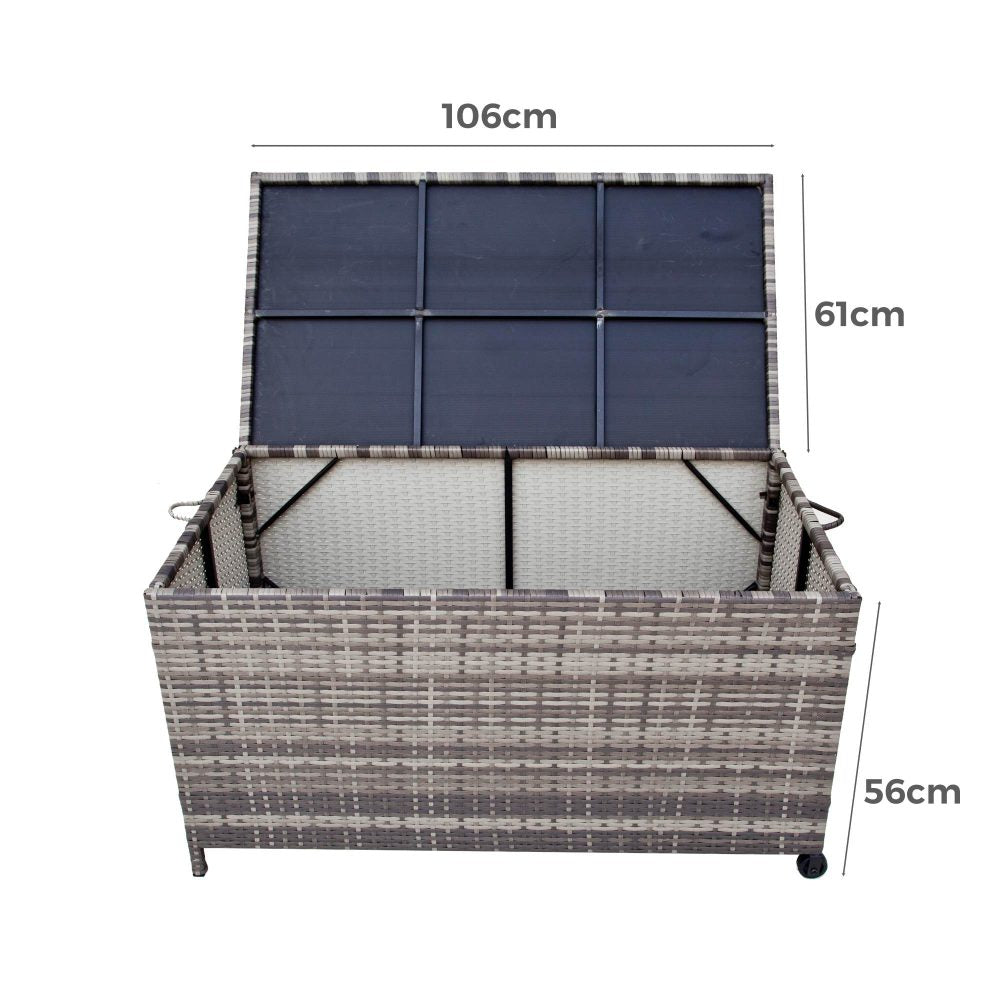 Outdoor PE Grey Wicker 320L Storage Box Garden 