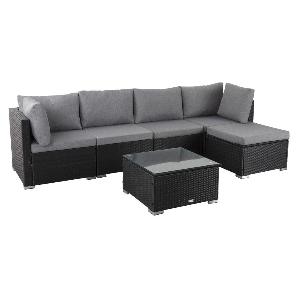 5 Seat Outdoor Black Lounge Sofa Furniture Set