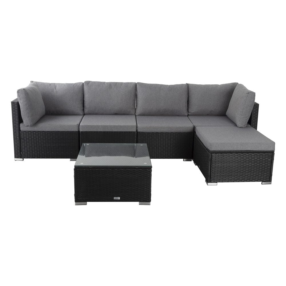 5 Seat Outdoor Black Lounge Sofa Furniture Set