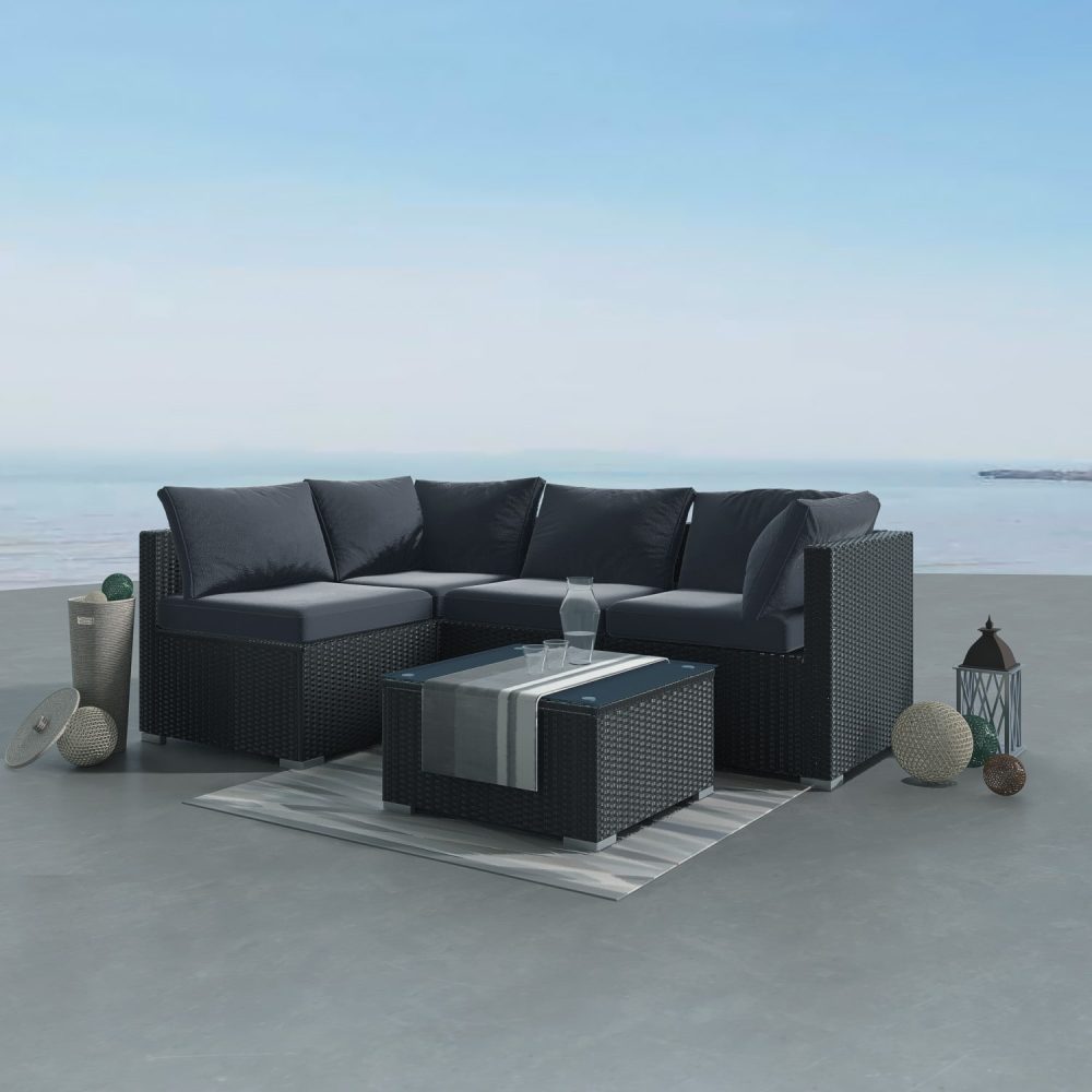 Outdoor Black Modular Lounge Sofa 