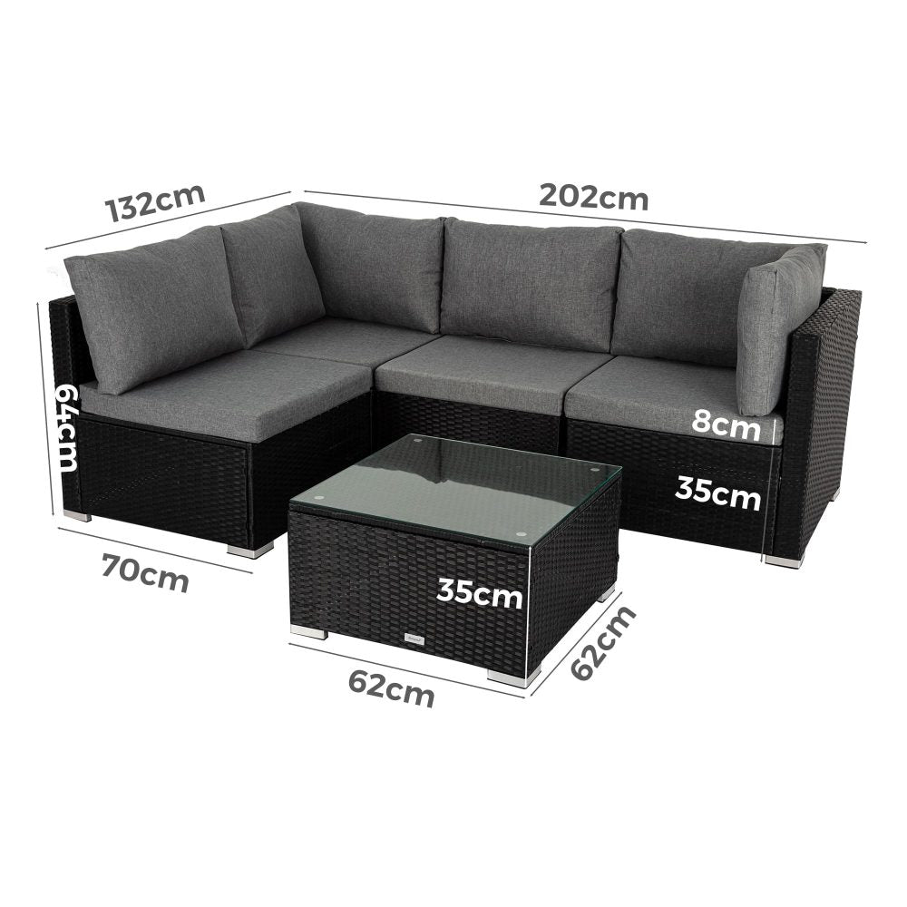 Outdoor Black Modular Lounge Sofa 