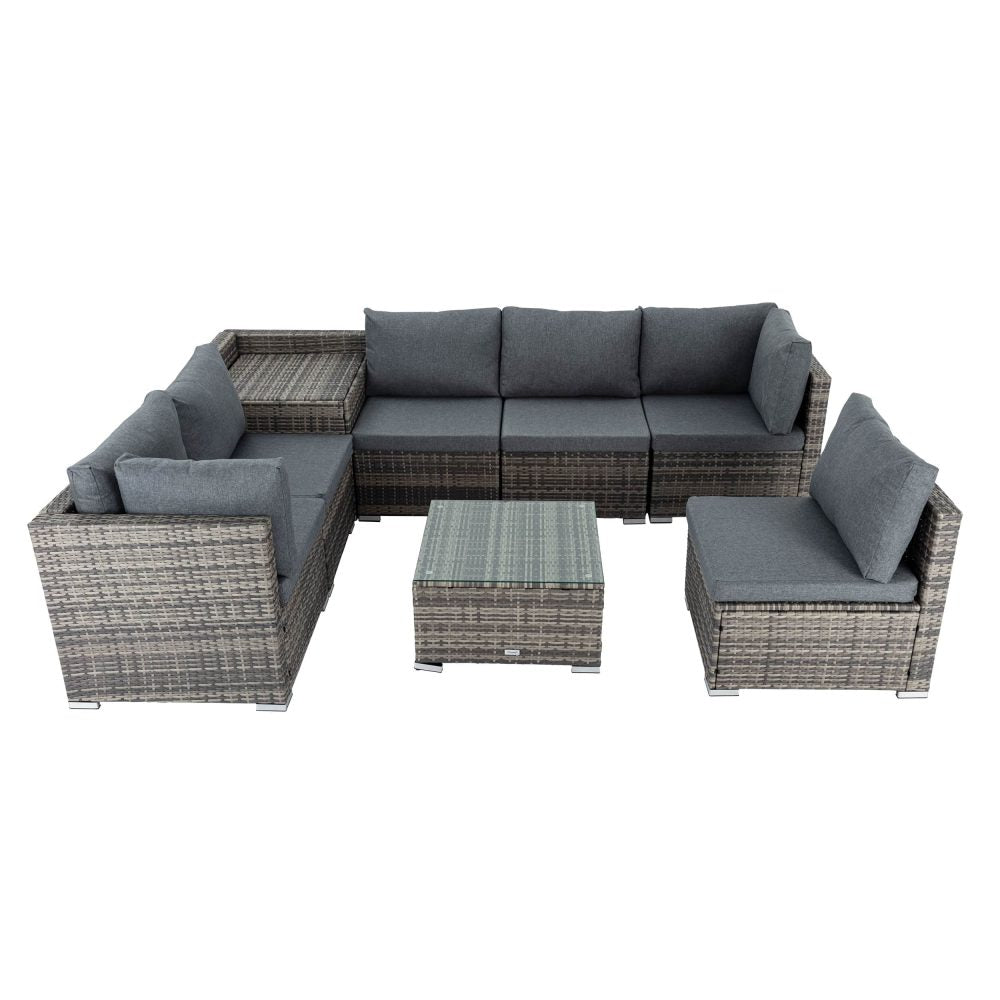 8pc Outdoor Grey Modular Lounge Sofa Furniture Set