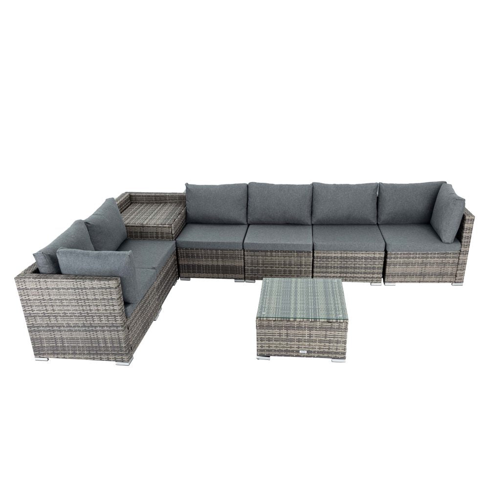 8pc Outdoor Grey Modular Lounge Sofa Furniture Set