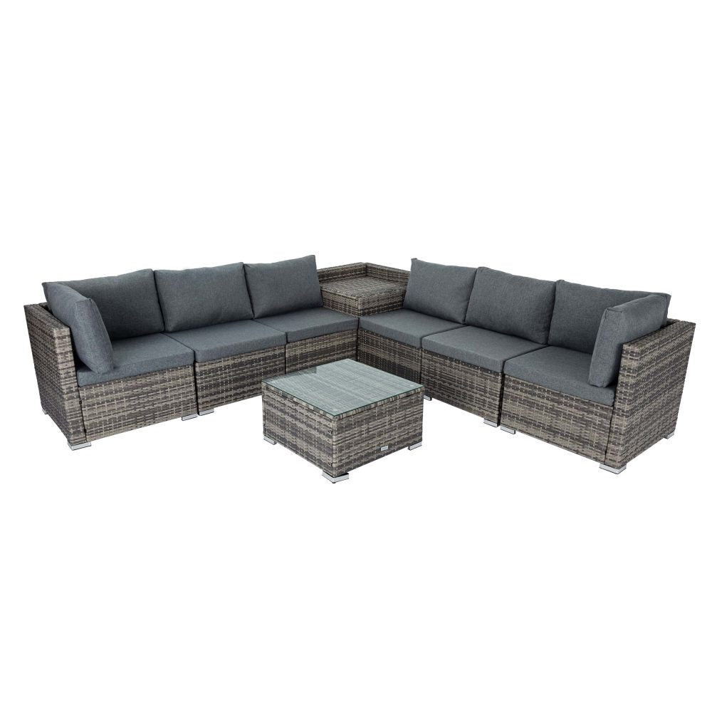 8pc Outdoor Grey Modular Lounge Sofa Furniture Set