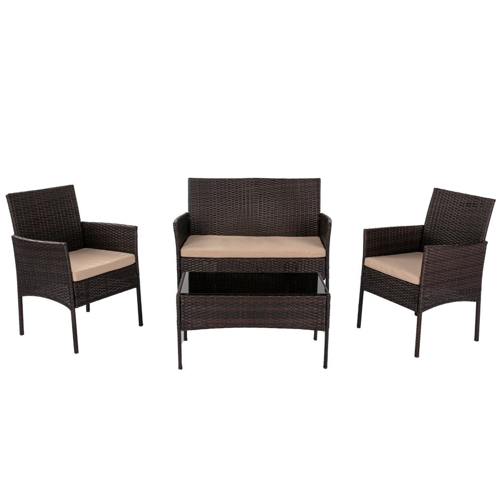 4 Seat Outdoor Wicker Lounge Sofa Furniture Set