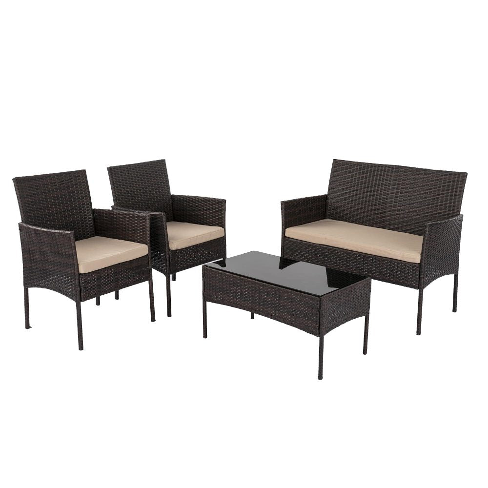 4 Seat Outdoor Wicker Lounge Sofa Furniture Set