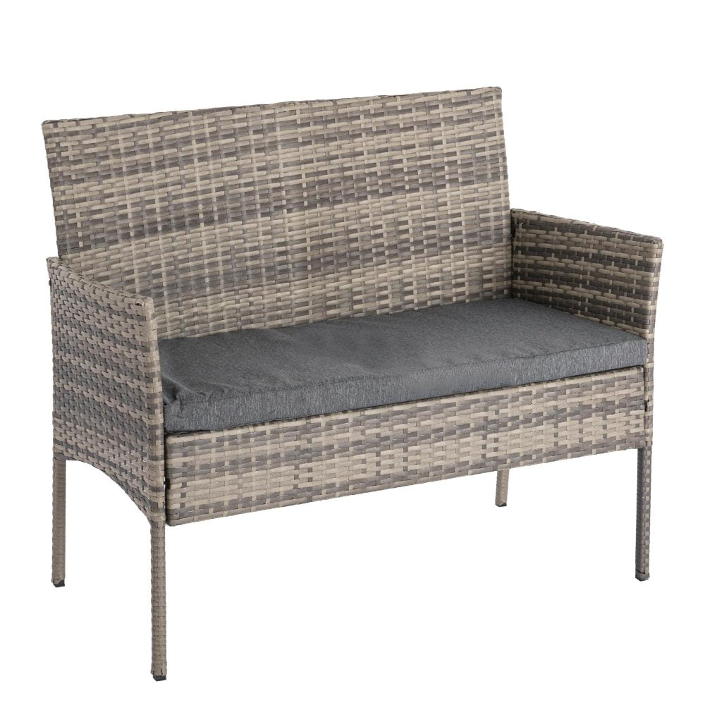 4 Seater Outdoor Grey Wicker Lounge Sofa Furniture Set