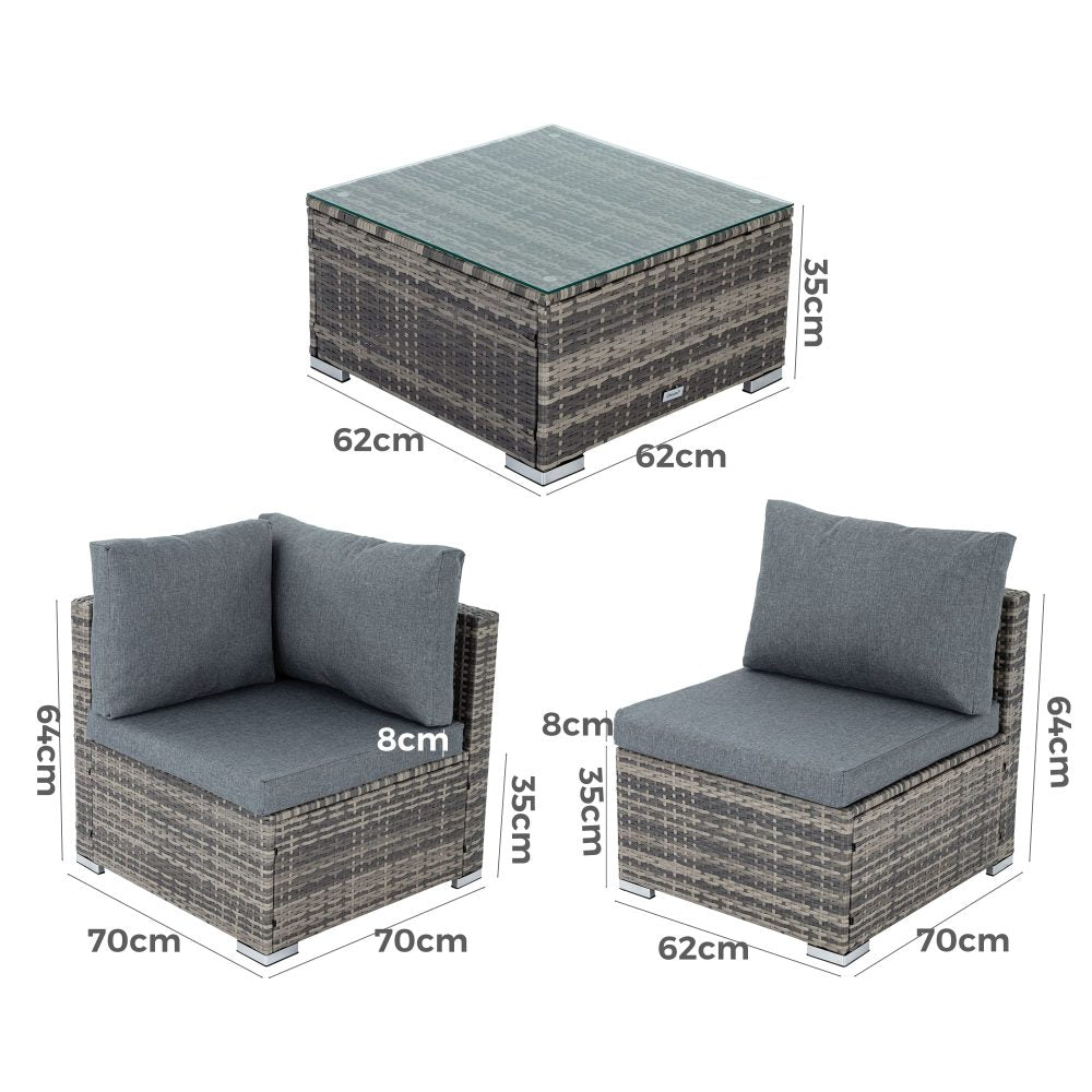 4 Seat Outdoor Black Wicker Lounge Sofa Furniture Set