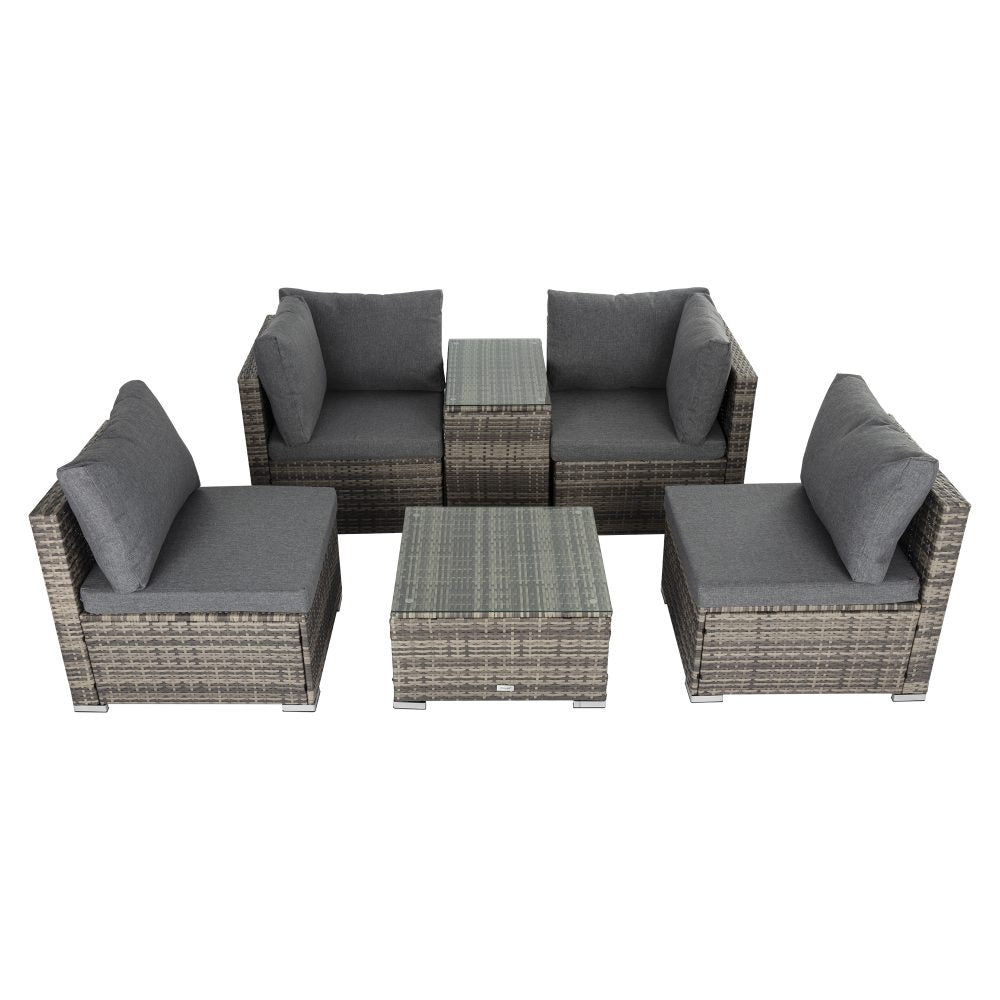 4 Seat Outdoor Light Grey Wicker Lounge Sofa Furniture Set