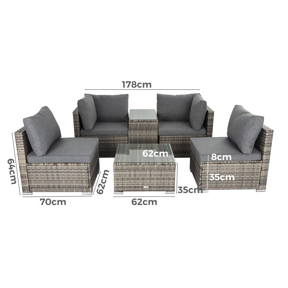 4 Seat Outdoor Light Grey Wicker Lounge Sofa Furniture Set