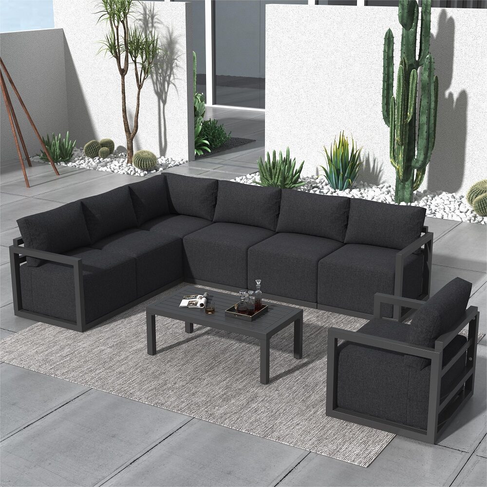 Alfresco 7-Seat Garden Lounge Set  White