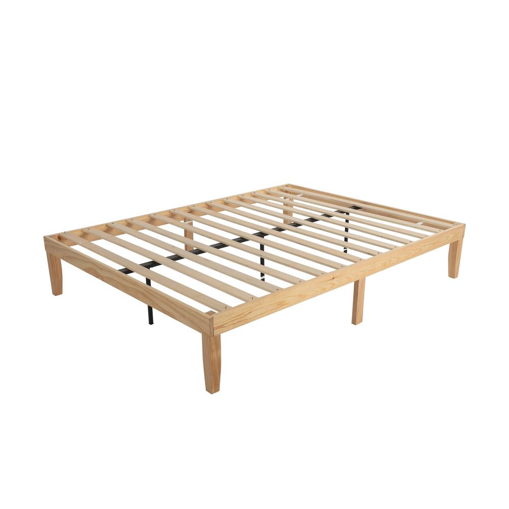 Warm Wooden Natural Bed Base Frame – Queen