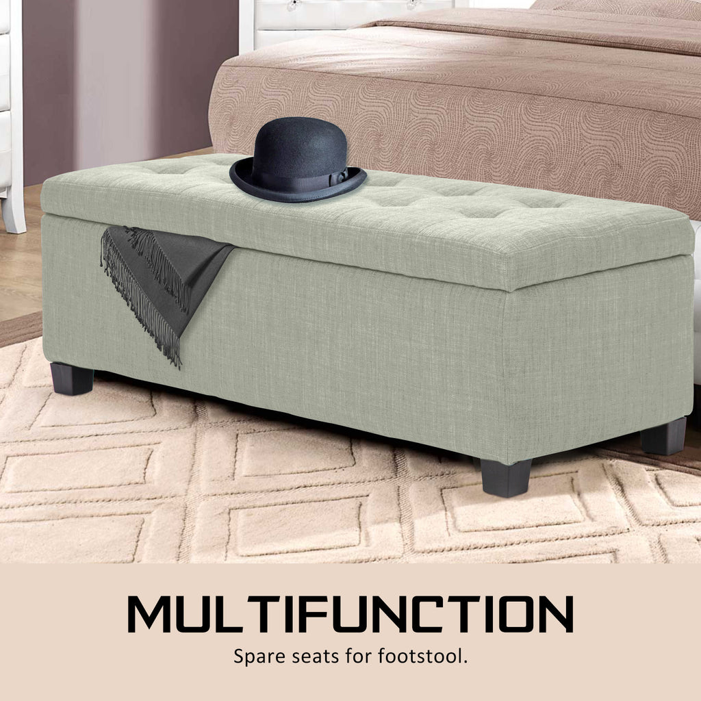 Storage Ottoman 102cm Fabric LIGHT GREEN