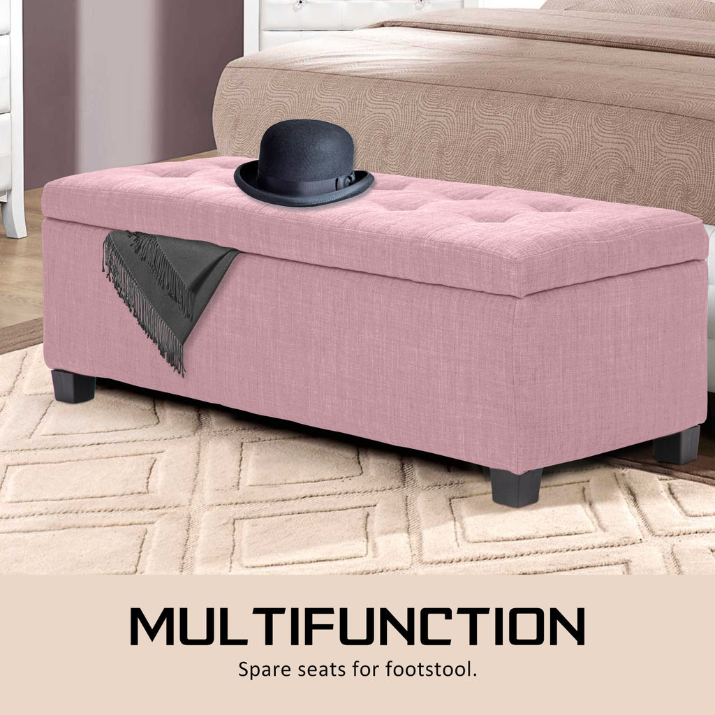 Storage Ottoman 102cm Fabric PINK