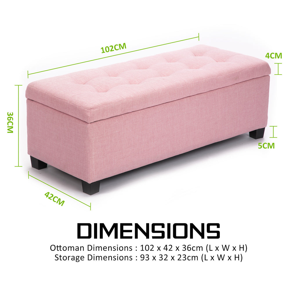 Storage Ottoman 102cm Fabric PINK