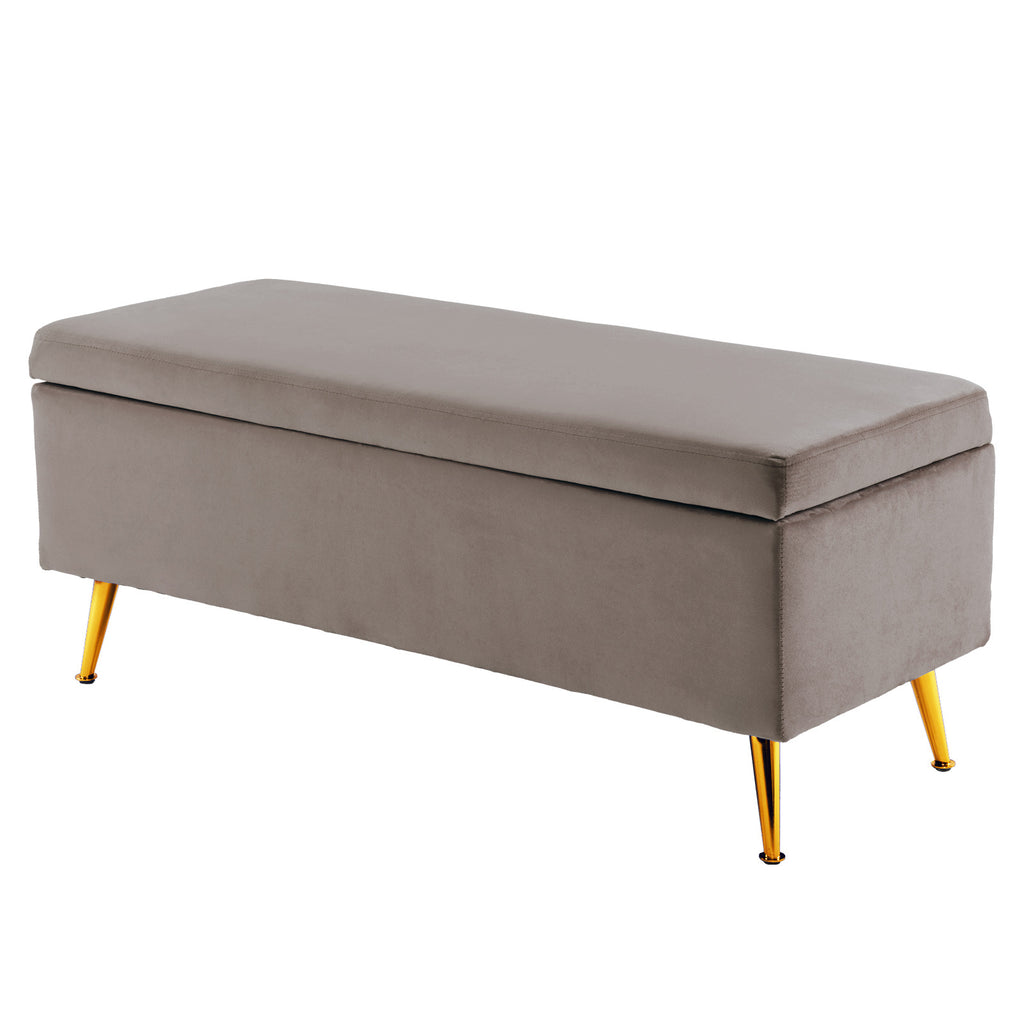 Storage Ottoman Bench Seat 110cm Velvet GREY