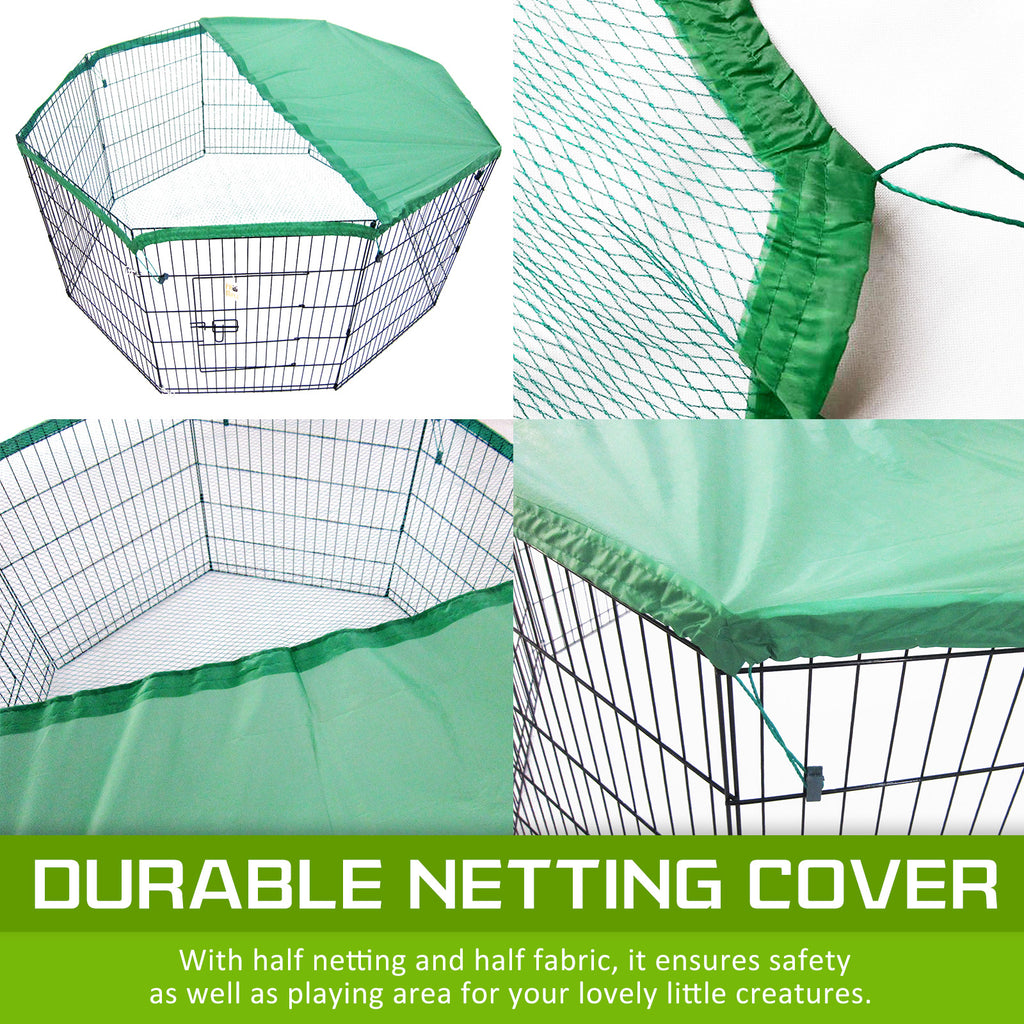 Pet Foldable Playpen Rabbit Dog Guinea Pig Cage 8 Panel 24in with Cover