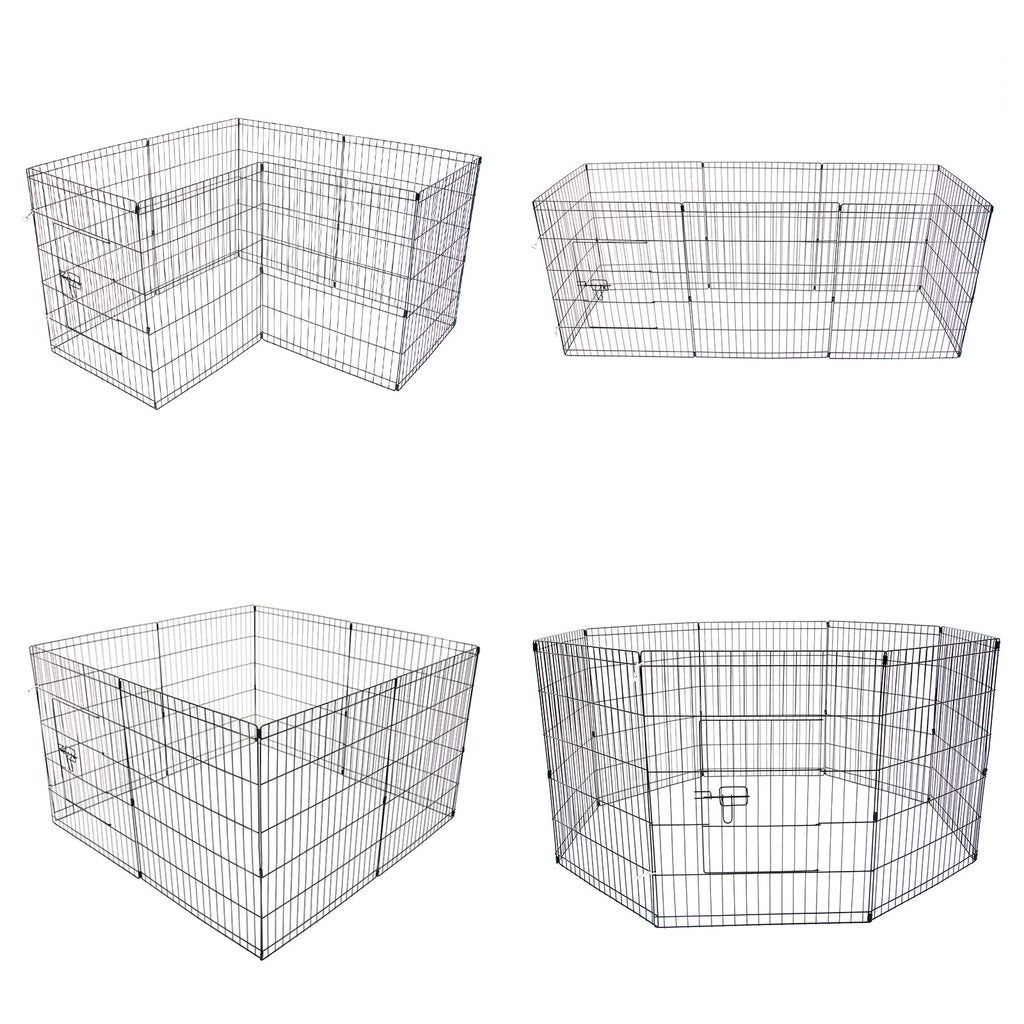 Pet Foldable Playpen Rabbit Dog Guinea Pig Cage 8 Panel 24in with Cover