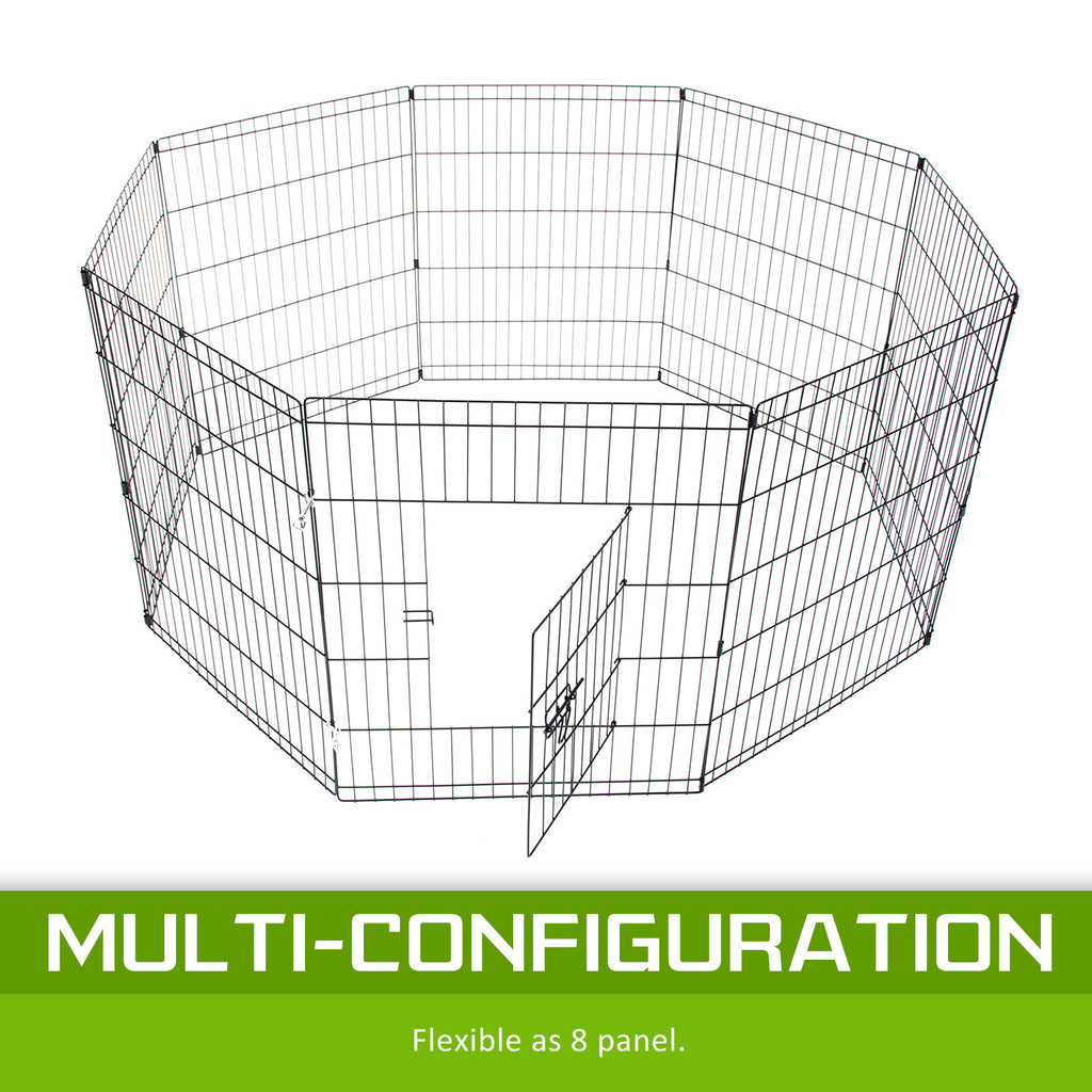 Pet Foldable Playpen Rabbit Dog Guinea Pig Cage 8 Panel 24in with Cover