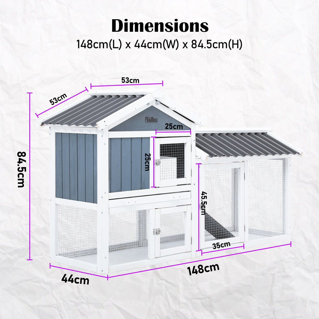 Gracie Rabbit Hutch Guinea Pig Cage Chicken Coop 147cm Double Storey 