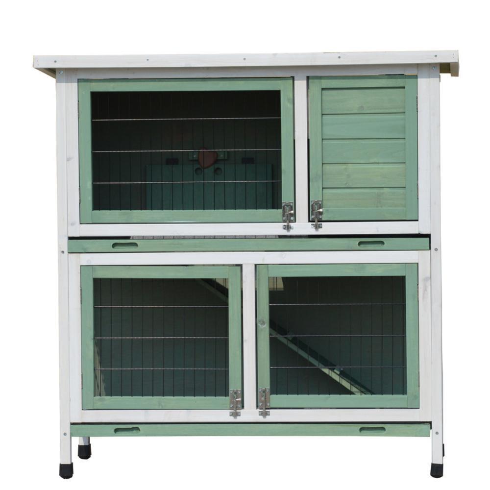 Rabbit Hutch Guinea Pig Cage Chicken Coop 104cm Double Storey 