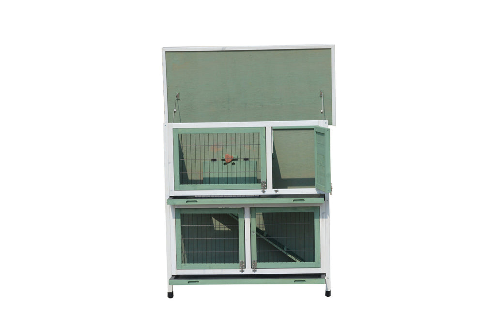 Rabbit Hutch Guinea Pig Cage Chicken Coop 104cm Double Storey 