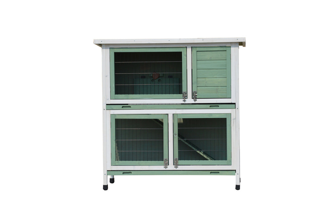 Rabbit Hutch Guinea Pig Cage Chicken Coop 104cm Double Storey 