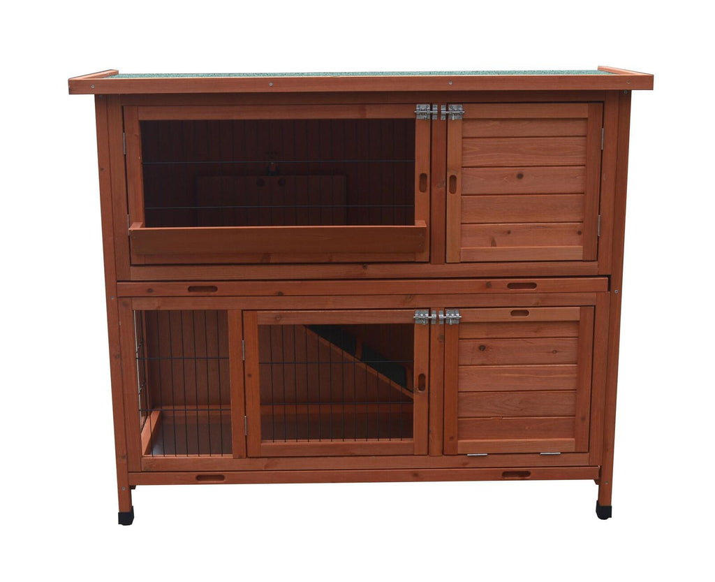 Double Storey 120cm Rabbit Hutch Guinea Pig Cage Chicken with Wheels & Pull Out Tray