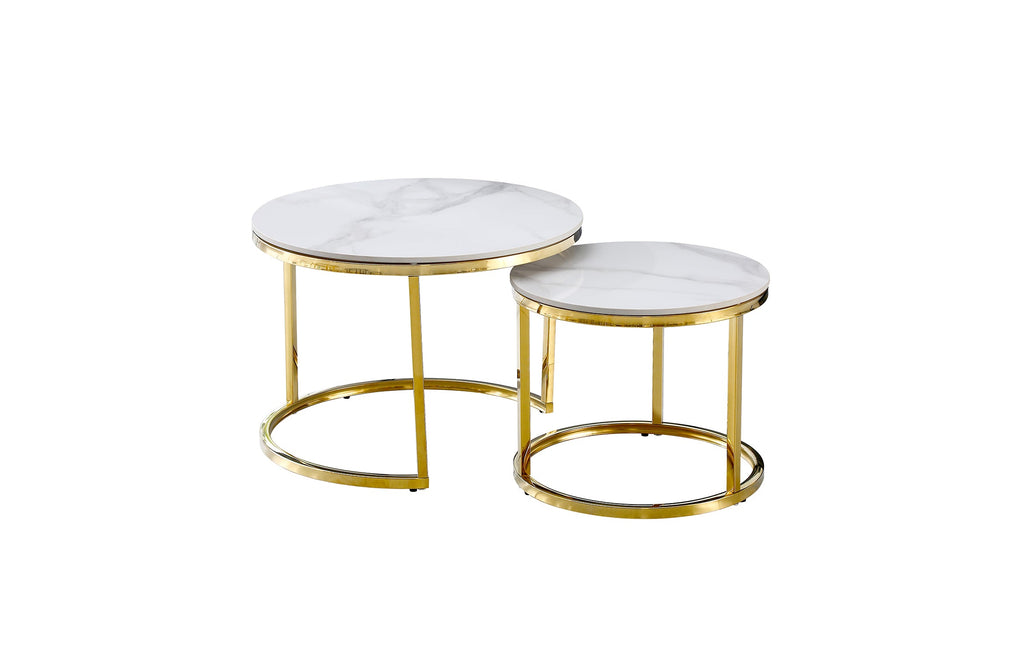 Nesting Style Coffee Table White on Gold 60cm/45cm