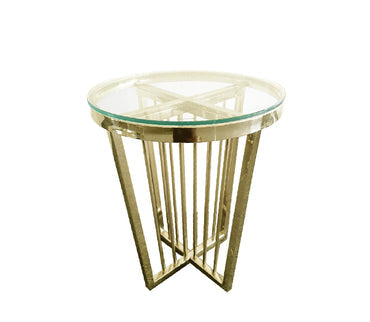 Salina Side Table 45cm Gold Base Clear Glass
