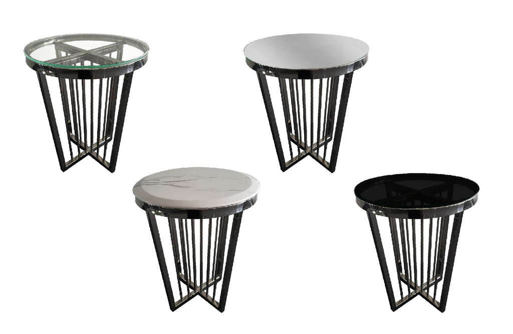Salina Side Table 45cm Black Base Mirror Glass