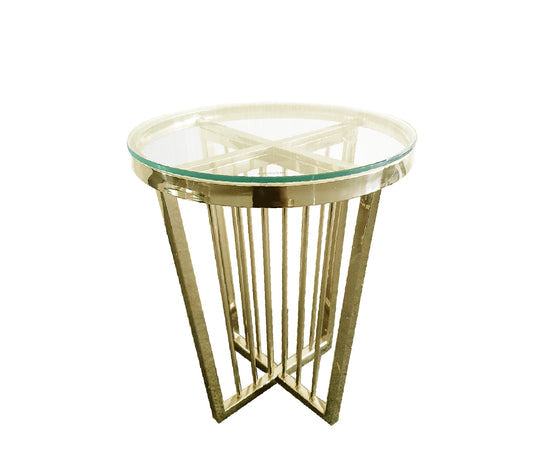 Salina Side Table 45cm Gold Base Clear Glass