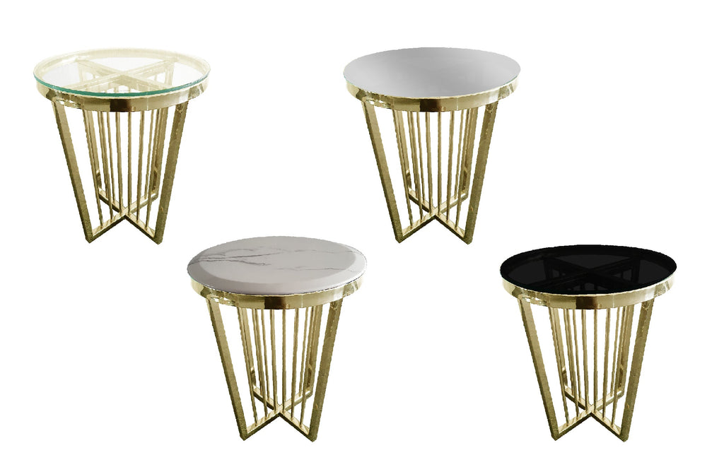 Salina Side Table 45cm Gold Base Mirror Glass