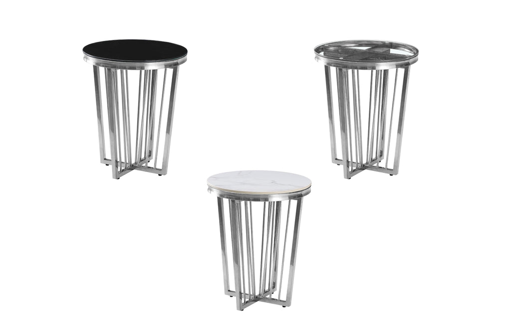 Salina Side Table 45cm Silver Base Clear Glass