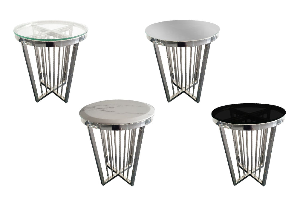 Salina Side Table 45cm Silver Base Mirror Glass