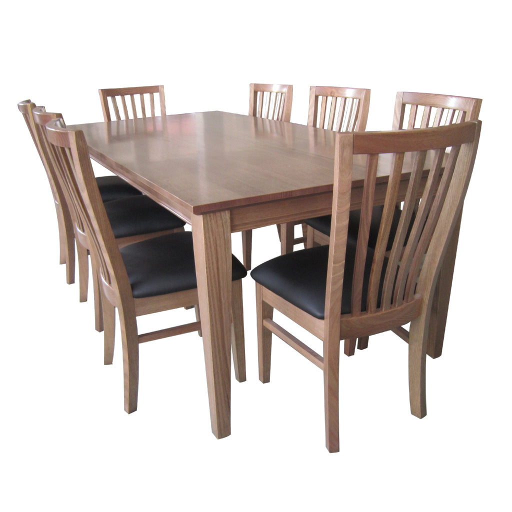 Fairmont 4pc Set Dining Chair PU Leather Seat Slat Back Solid Oak Timber Wood