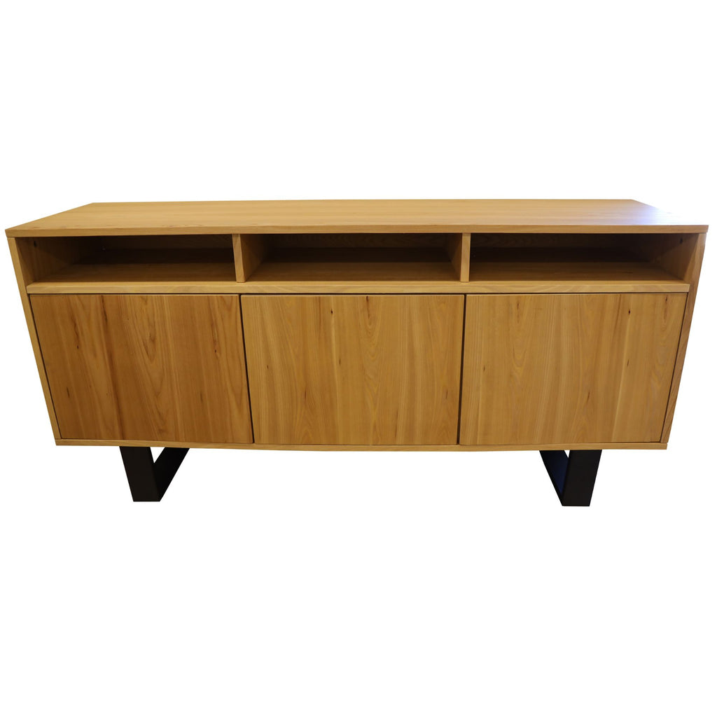 Petunia  Buffet Table 160cm 3 Door 3 Niche Elm Timber Wood Metal Leg Natural