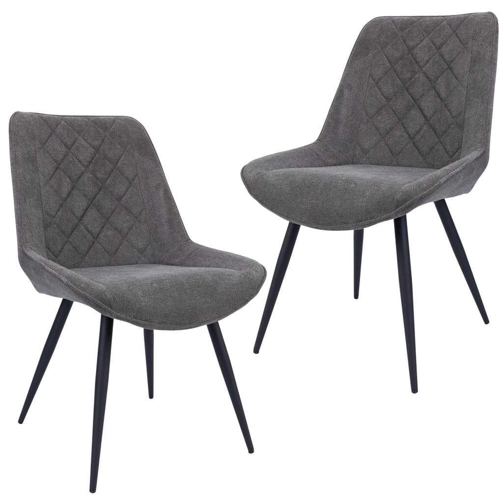 Helenium Dining Chair Set of 2 Fabric Seat with Metal Frame Graphite