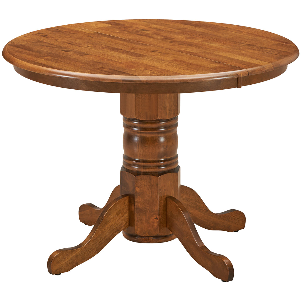 Linaria Round Dining Table 106cm Pedestral Stand Solid Rubber Wood Walnut