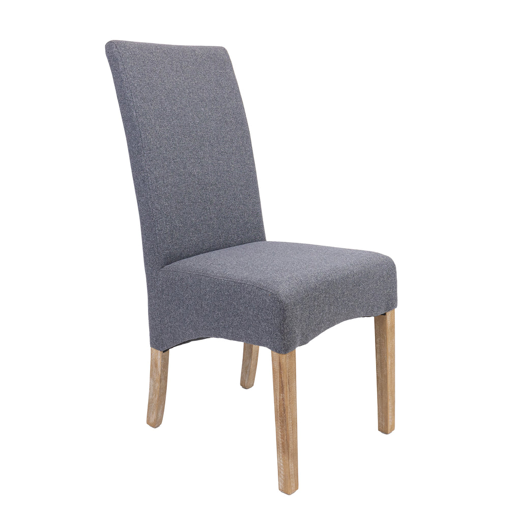 Jackson Dining Chair Set of 2 Fabric Seat Solid Pine Wood Furniture - Grey