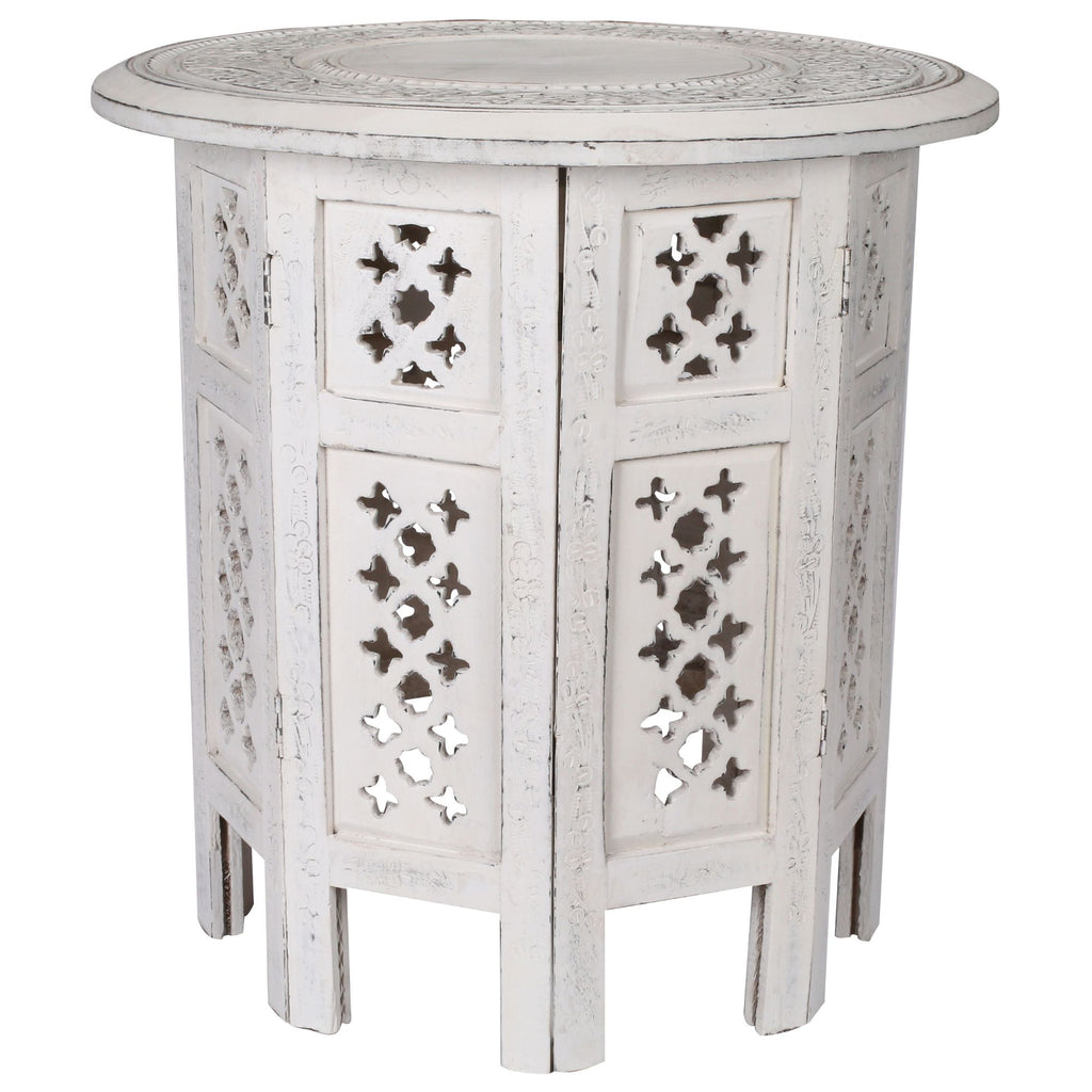 Scilla Rubber Wood Timber Round 45cm Side Table White
