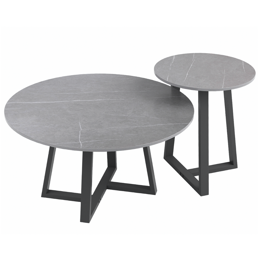 Interior Ave Broadway Two Tier Coffee Table Set Stone Grey